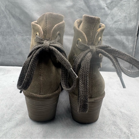 Fly London Yama Wedge Booties Women’s US 7.5 / EU‎ 38 Olive Green Suede Leather - Picture 10 of 15